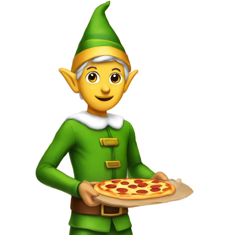 Elf on the shelve with pizza emoji