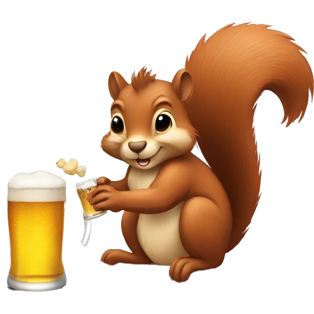 Squirrel drinking beer emoji