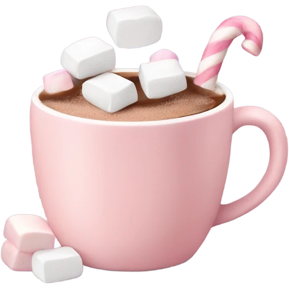 Light Pink mug of hot chocolate with marshmallows  emoji
