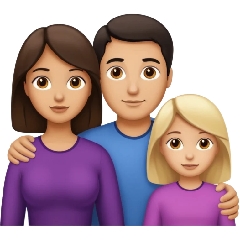 Familia de 4 personas : Hombre gordito pelo oscuro, Mujer pelo cafe, hija 1 pelo mono , hija 2 pelo oscuro. emoji