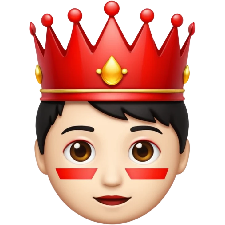2D emoji, black crown, scattered glowing red stripes emoji