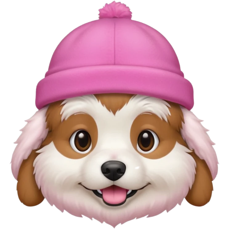 a dog wearing a pink hat emoji