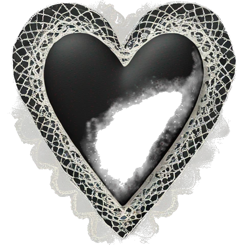 Black heart with lace emoji