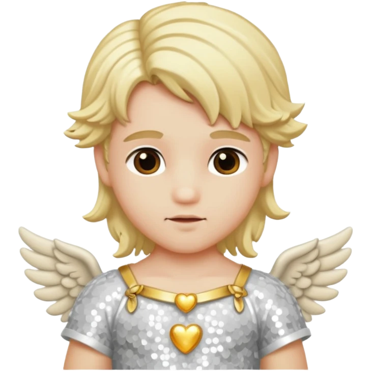 Cupid, God of Love from Gods and Goddesses with long blond hair, ivory sequin outfit emoji