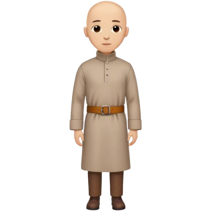 medieval outfit worn by a DnD themed fantasy character. basic wool tunic with a high collar and a simple leather belt. clothes only above the waist. The clothes full waist. The character's haven't arms. character is bald, brown eyes, light-skinned man. emoji