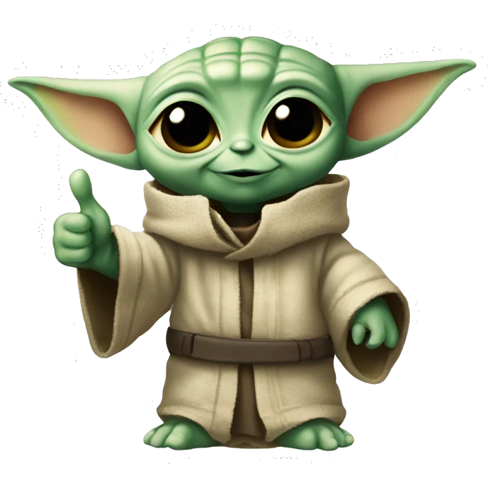 baby yoda shows hypertrophied thumb up emoji