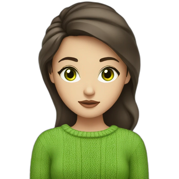 gazing brunette beauty in sweater green eyes emoji