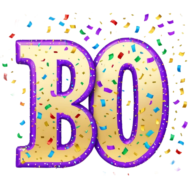 The word Dakota surrounded by confetti for 20 birthday emoji