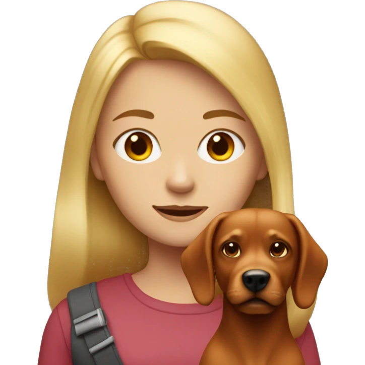Blonde Girl with red-Brown dog  emoji