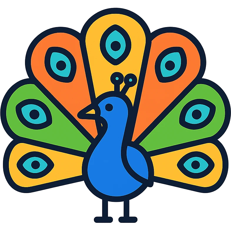 clean and modern peacock color outline icon emoji