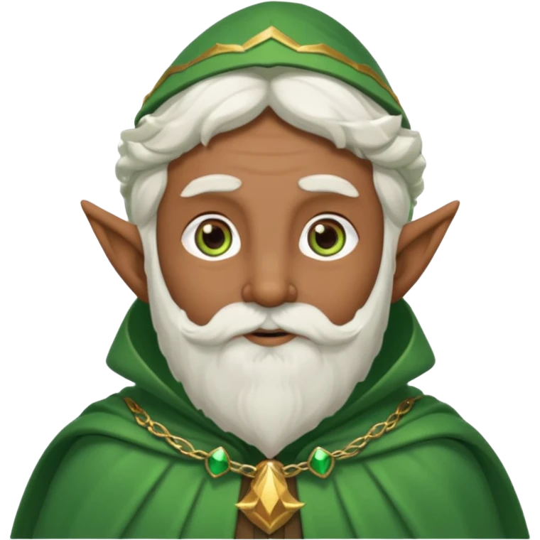 Wise elf with white beard, brown skin and cape emoji