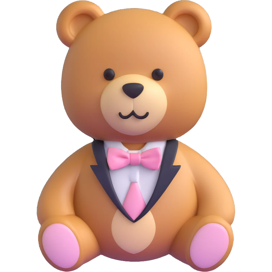 teddy bear with light pink bow tie emoji