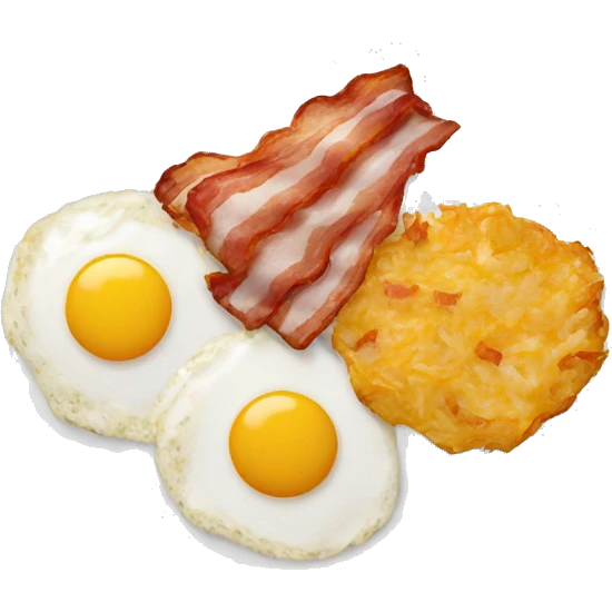 Eggs, bacon, and hash browns on plate emoji