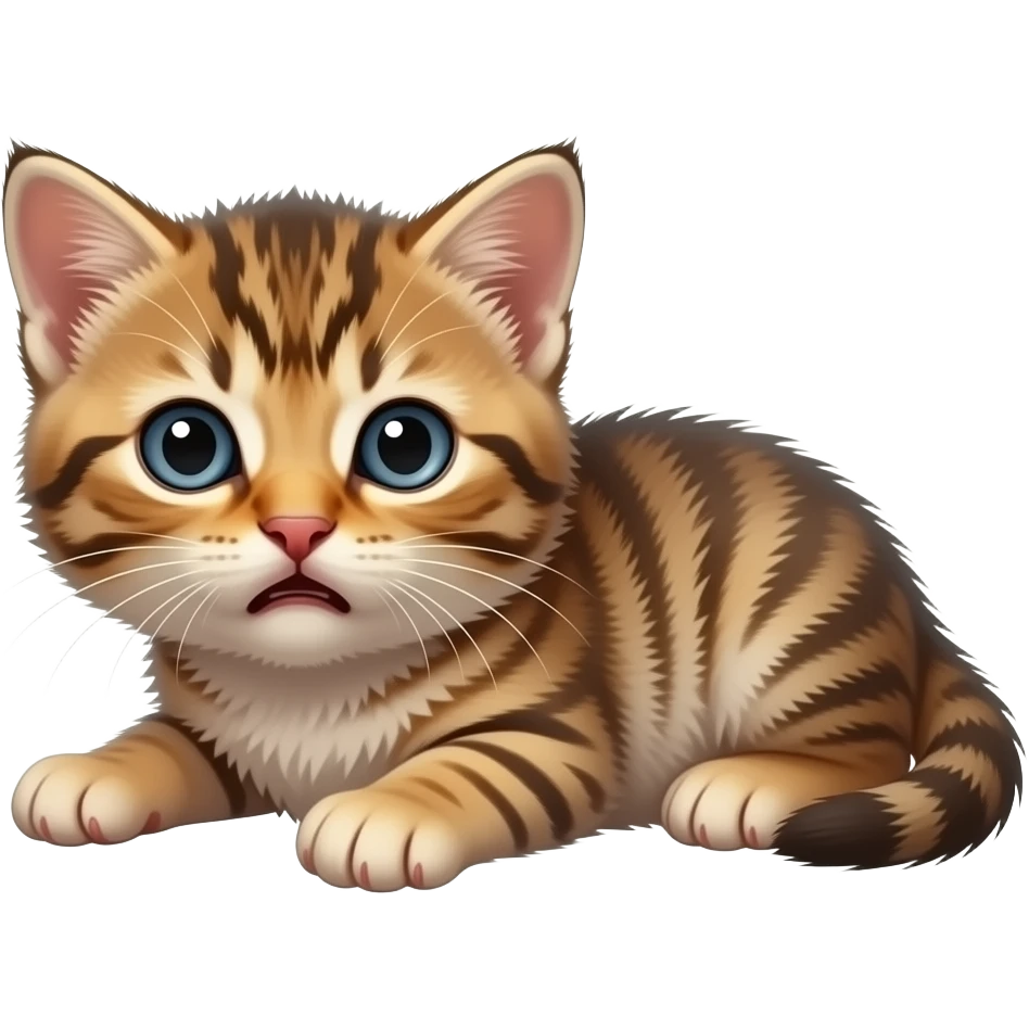 Newborn scared laying down wet scrunkly kitten emoji