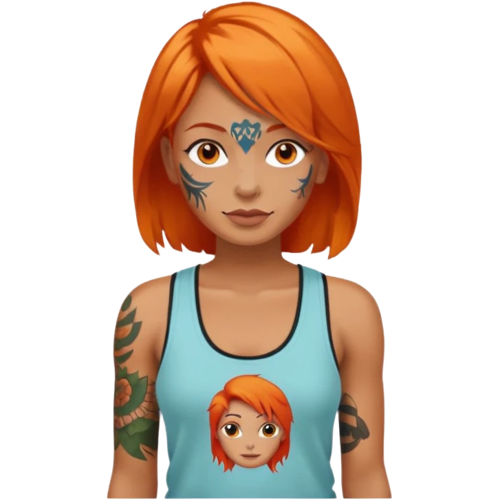 Tattooed woman with orange hair emoji