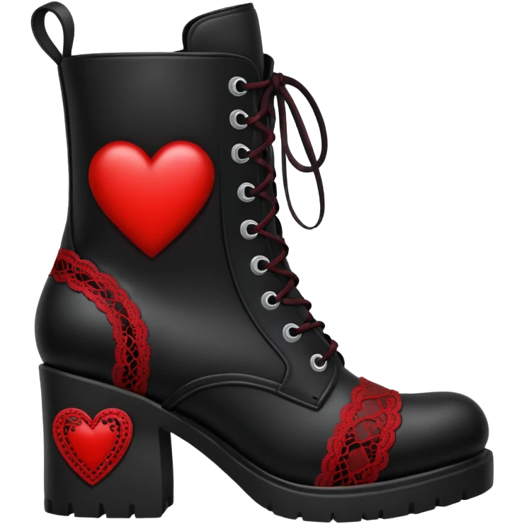 goth themed heart with a black lace boot emoji