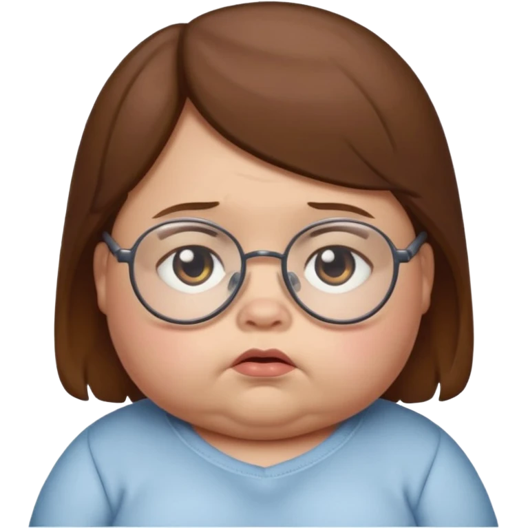 Sad Fat baby with glasses and brown hair emoji