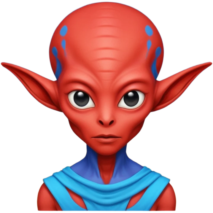 alien living in desert, dressed like a desert alien, red/blue colorful, accessories, just face  emoji