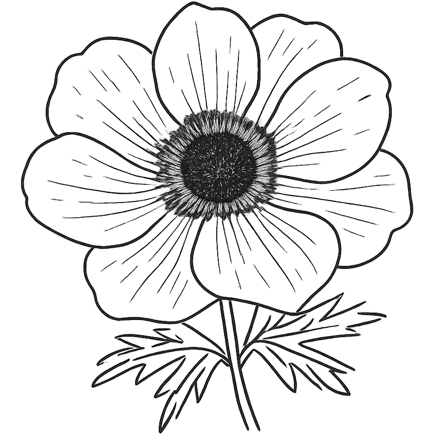 hand drawn anemone flower doodle emoji