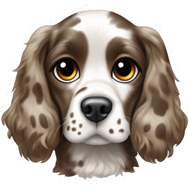 Black and white spotted cocker spaniel one blue eye one brown eye emoji