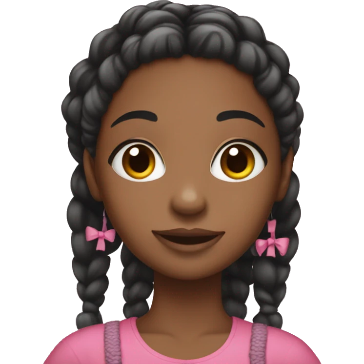 A black girl with braids and wearing pink and loves bows emoji