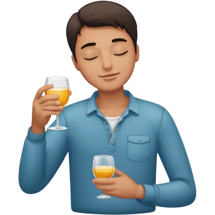 So excited guy full body, closed eyes, with glass emoji