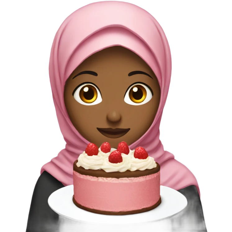 Girl in hijab with cake with 50 written on it  emoji