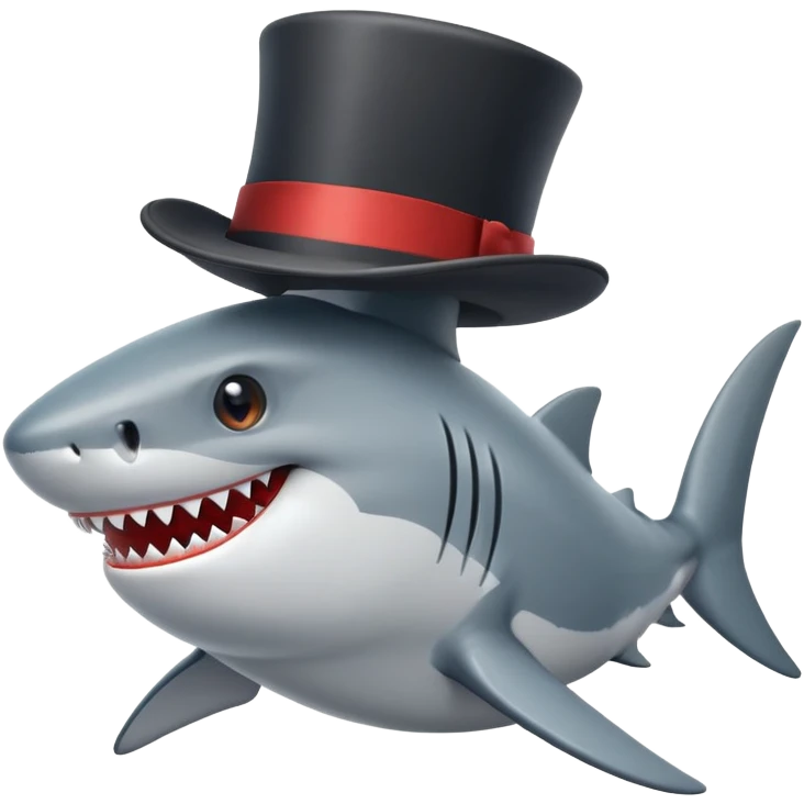 shark wearing a top hat emoji