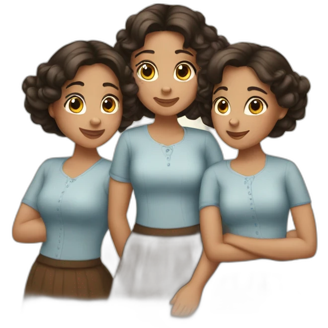 three brunnette sisters emoji