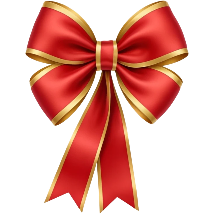 Satin red and gold christmas ribbon bow emoji