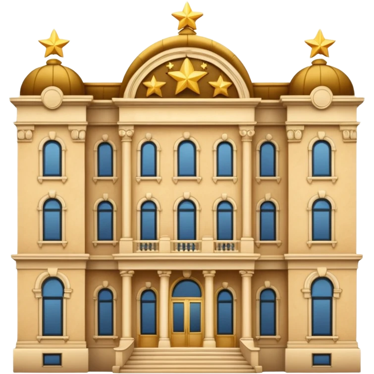 grand hotel facade with five golden stars on top emoji