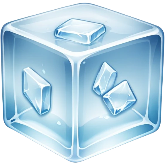 A clear frozen ice cube with light reflections emoji