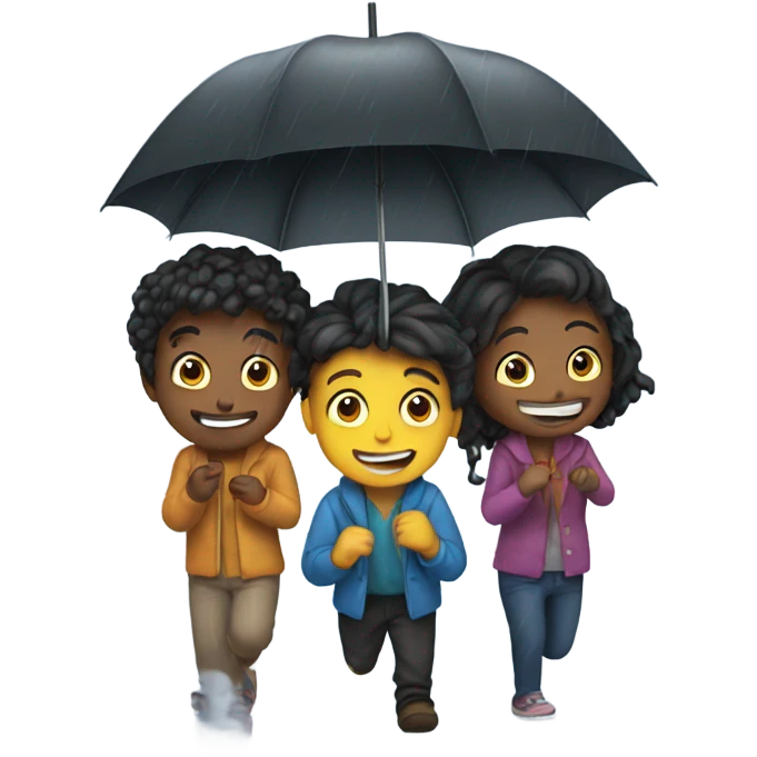 4 friends playing down of the rain  emoji