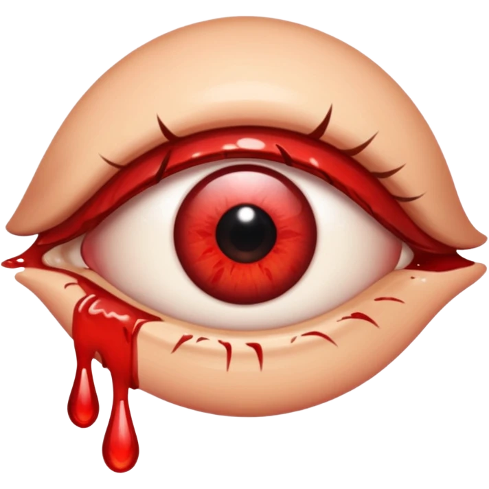 creat a normal eye that is not attached to the skin, make it be red and make him drop a bloddy tear  emoji