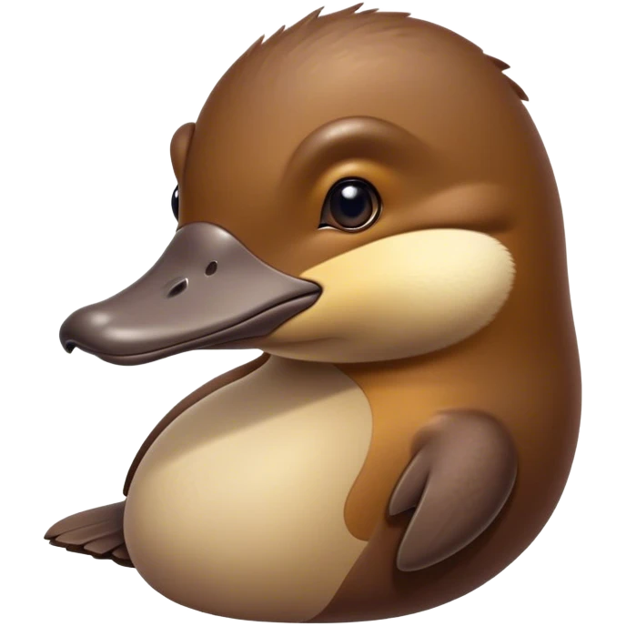 Cinematic Noble Platypus Portrait Emoji, Poised and regal, with a uniquely streamlined build and a sleek brown fur, a distinctive flat duckbill and broad, beaver-like tail, deep-set soulful eyes full of wonder, Simplified yet sharp and sophisticated features, highly detailed, glowing with a soft, dignified glow, high shine, intelligent and enigmatic, stylized with an air of aquatic curiosity, focused and attentive, soft glowing outline, capturing the essence of a watchful and confident oddity, so majestic it feels as though it could glide out of the screen with effortless authority! emoji