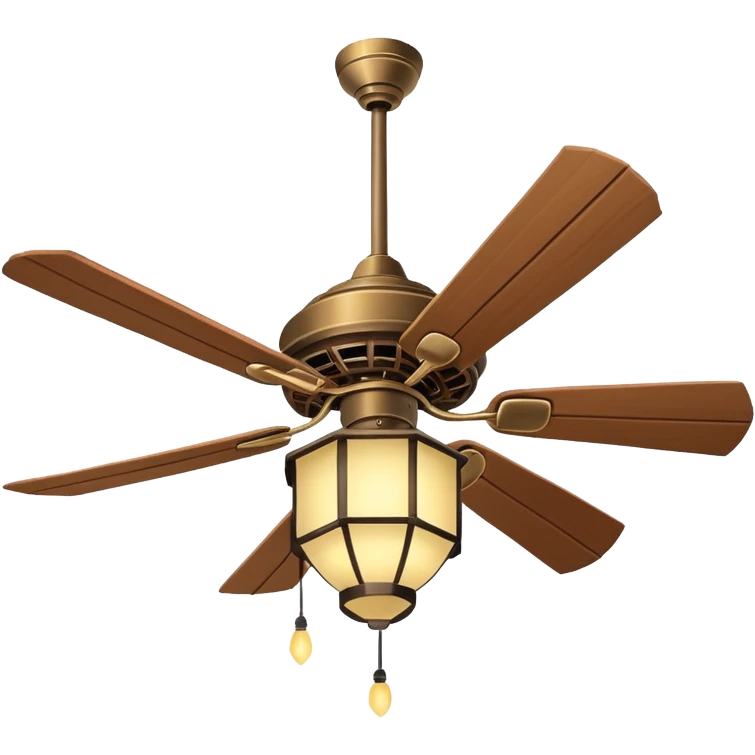 Ceiling Fan – wide-blade wooden fan spinning gently above lantern lights. emoji