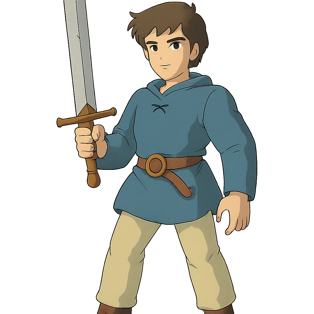 ghibli style man with broadsword emoji
