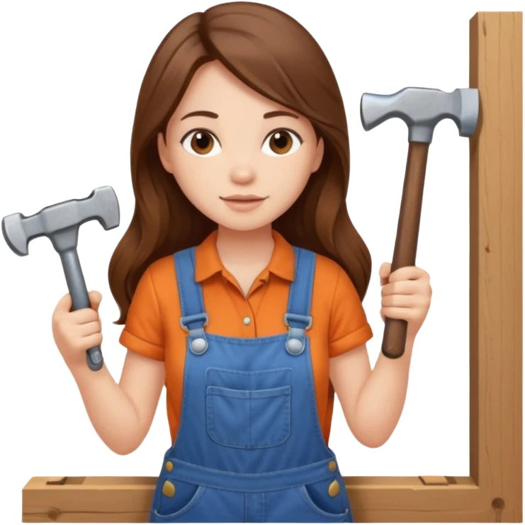 beautiful girl with long brown hair renovating her apartment emoji