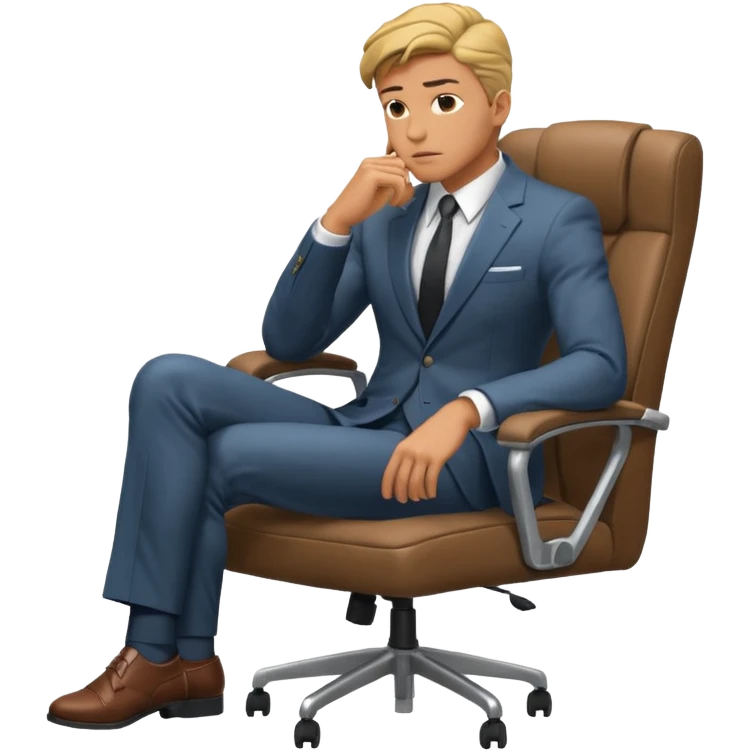 guy imitating thinker statue pose but with clothes and sitting in a office chair emoji