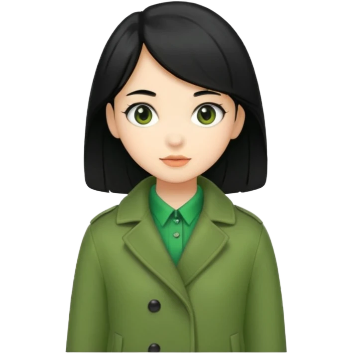 green coat black haired  girl  emoji