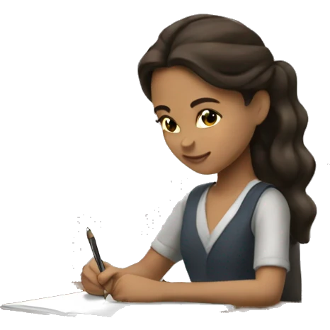 brunette girl writing emoji