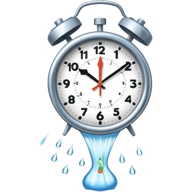 An illustrated clock face with sprinklers as clock hand, spraying water, gently tack line, clearly stating time saved by automated water emoji