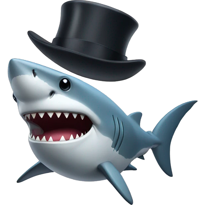 Shark with a top hat emoji