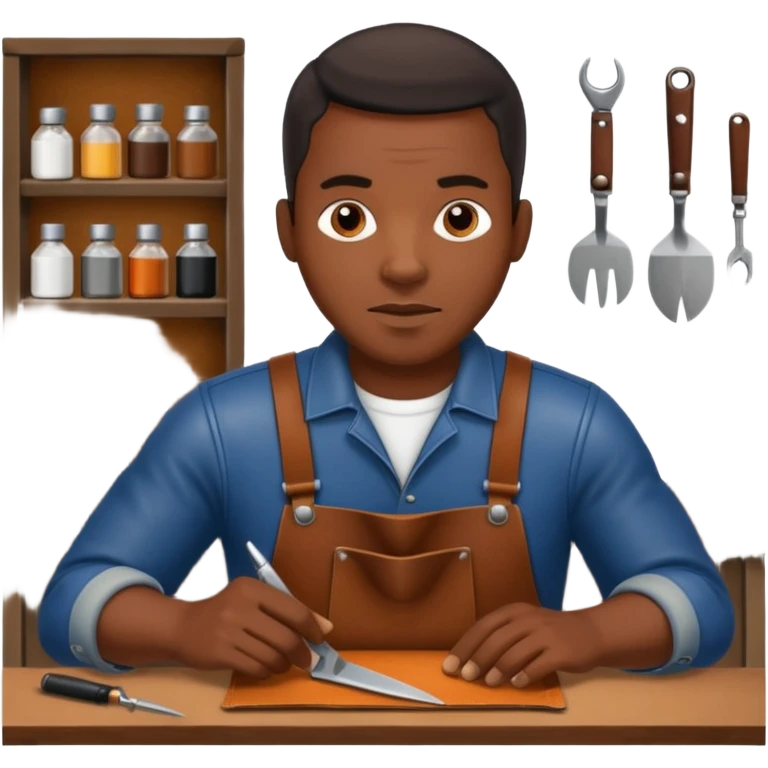 Leather Craft Worker black man  emoji