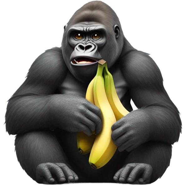 Gorilla eating a banana and scratching his butt  emoji
