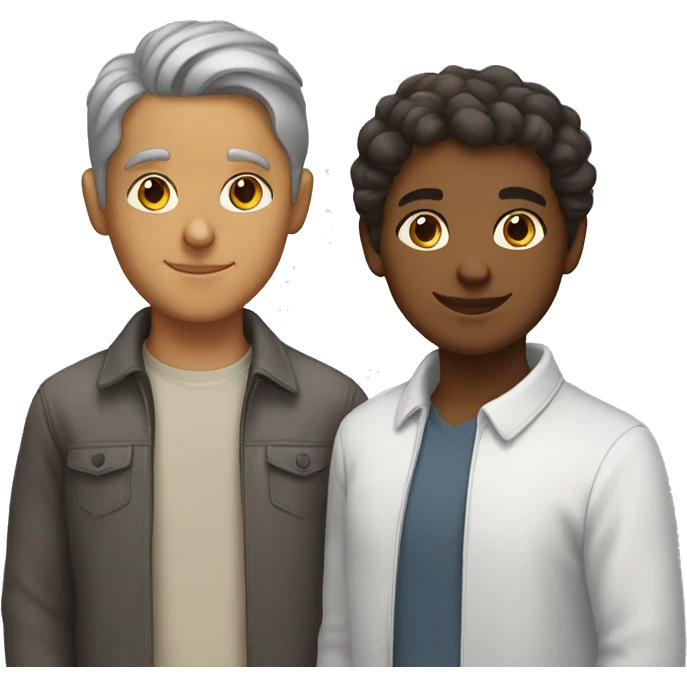 Brown girl, white guy, grey cat emoji