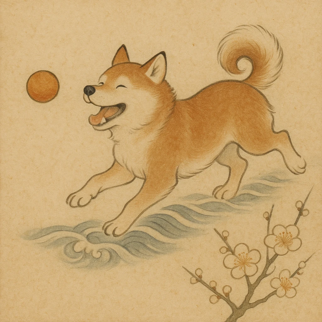 happy dog running after ball emoji