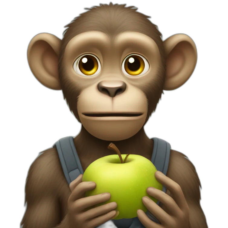 Un singe mange une pomme emoji