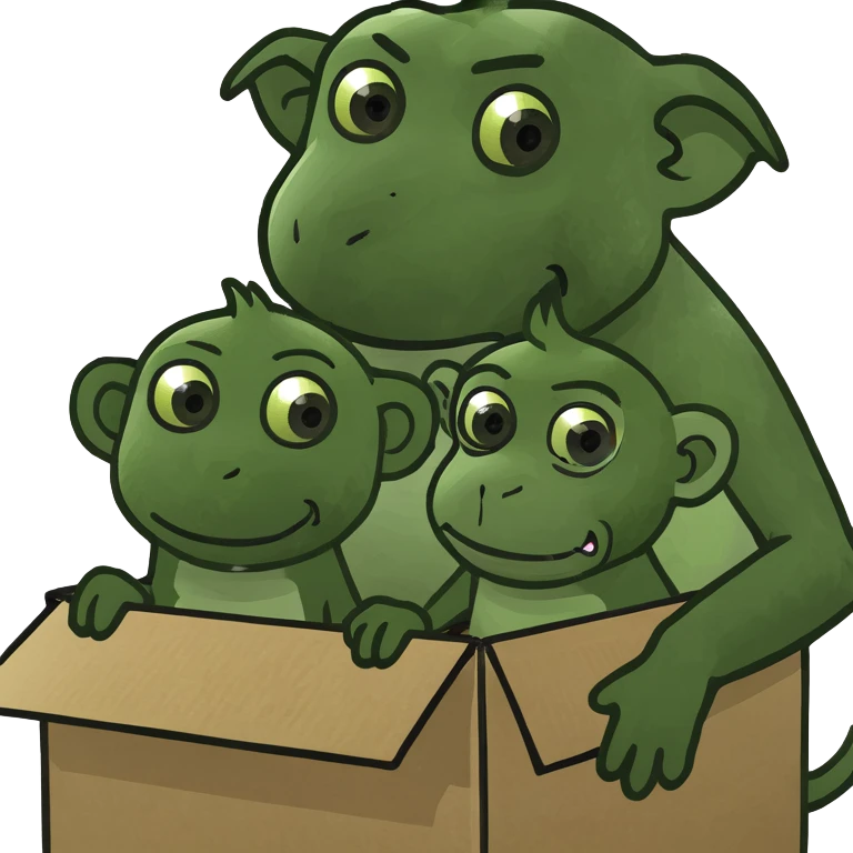 Dog with monkey in box emoji