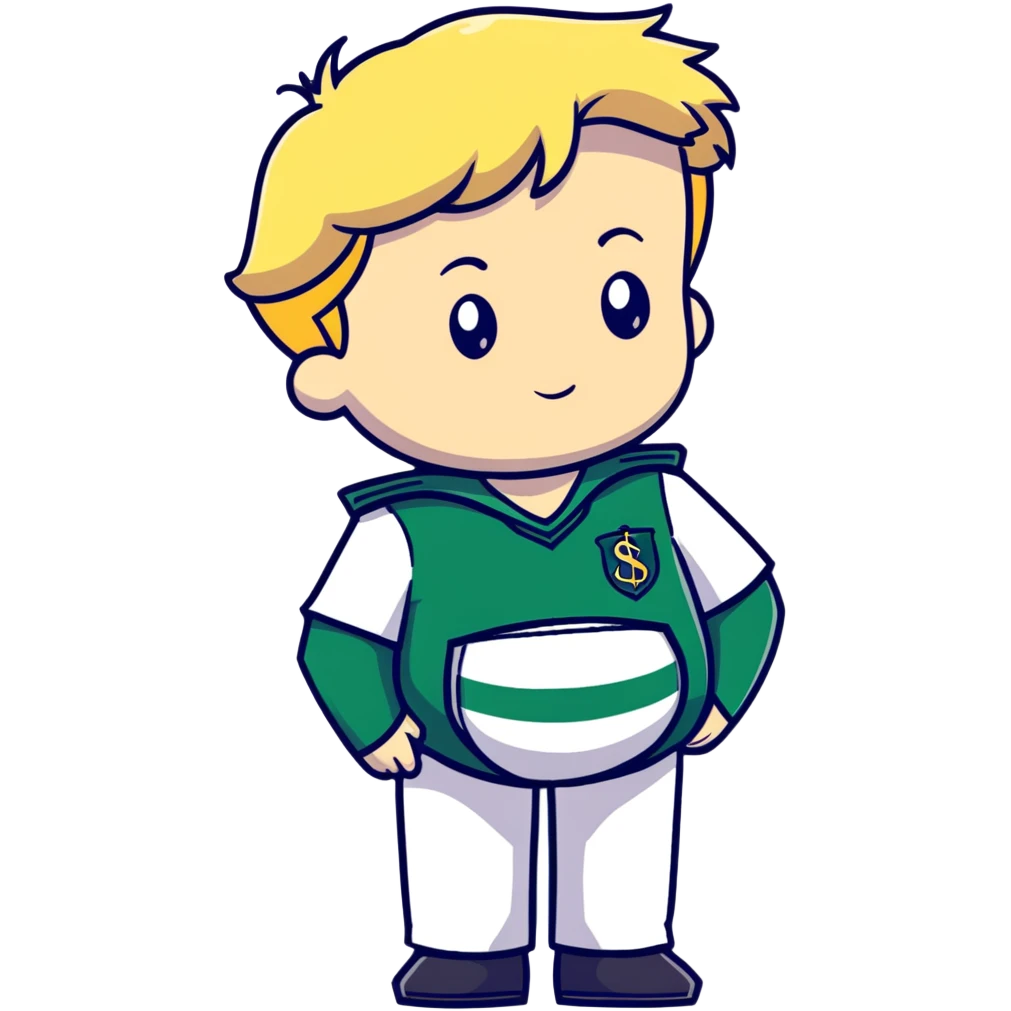 pregnant male in Slytherin uniform, blonde hair, pale skin, cartoon style emoji